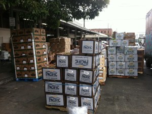 Palettes of Produce Stacked High all over the place