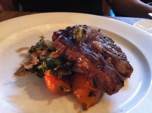Grilled Ribeye, Escarole, Baby Carrots and Bone Marrow