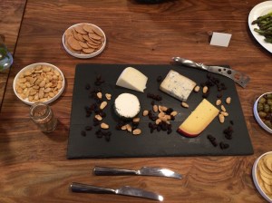 Cheese and Cracker Plate w/ Honey Glazed Almonds on the side
