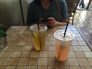 Mango Green Ice Tea and Strawberry Lemonade (extra legit)
