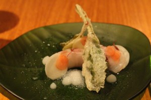 Shima Aji in Smoked (Liquid Nitrogen) w/ White Beet Soup